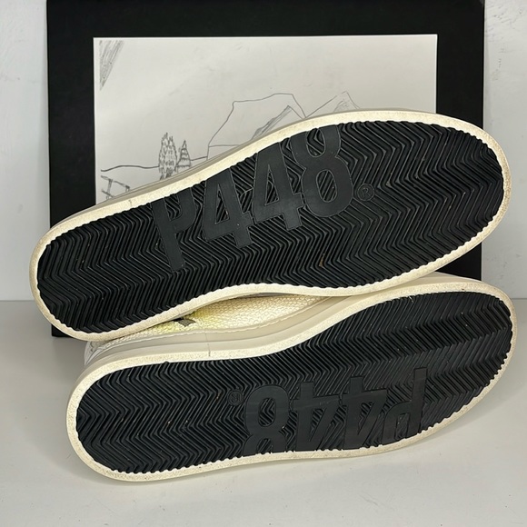 P448 High Top White Patent Embossed Snake Leather Sneakers Women’s size 10 - Picture 13 of 16